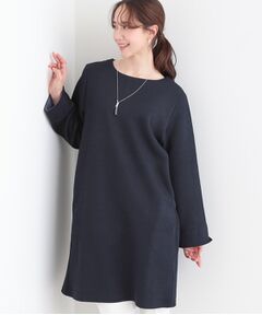 SHOO・LA・RUE / シューラルー ミニ丈・ひざ丈ワンピース | 身体のラインをきれいにカバー　お袖折り返しAラインチュニックワンピース