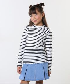 SHOO・LA・RUE / シューラルー カットソー | 【100-150cm】刺繍ロゴ使いリブロンT