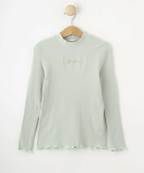 SHOO・LA・RUE/シューラルー 【100-150cm】刺繍ロゴ使いリブロンT ライトグリーン(020) 13(130cm) SHOO・LA・RUE/シューラルー 【100-150cm】刺繍ロゴ使いリブロンT ライトグリーン(020) 13(130cm)