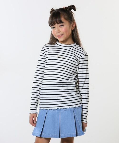 SHOO・LA・RUE/シューラルー 【100-150cm】刺繍ロゴ使いリブロンT ホワイト(301) 10(100cm) SHOO・LA・RUE/シューラルー 【100-150cm】刺繍ロゴ使いリブロンT ホワイト(301) 10(100cm)