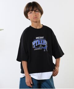 SHOO・LA・RUE / シューラルー Tシャツ | 【100-150cm】アソートプリント裾レイヤード五分袖Tシャツ