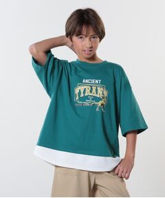 SHOO・LA・RUE / シューラルー Tシャツ | 【100-150cm】アソートプリント裾レイヤード五分袖Tシャツ