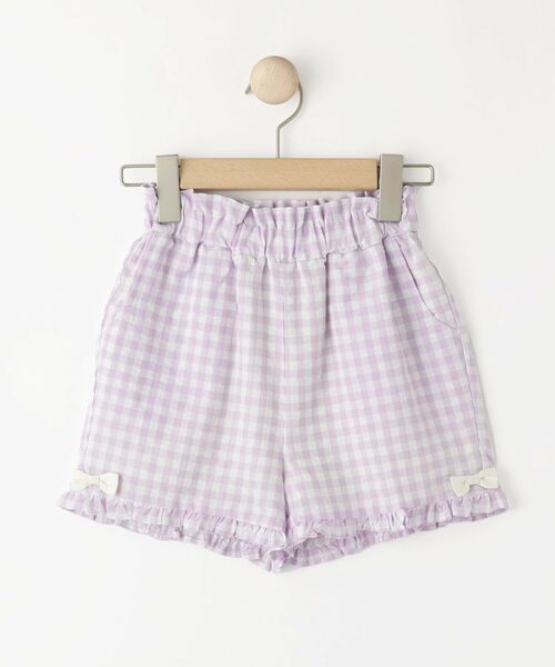 SHOO・LA・RUE/シューラルー 【100-120cm】ギンガムフリルショートパンツ ラベンダー(080) 11(110cm) SHOO・LA・RUE/シューラルー 【100-120cm】ギンガムフリルショートパンツ ラベンダー(080) 11(110cm)