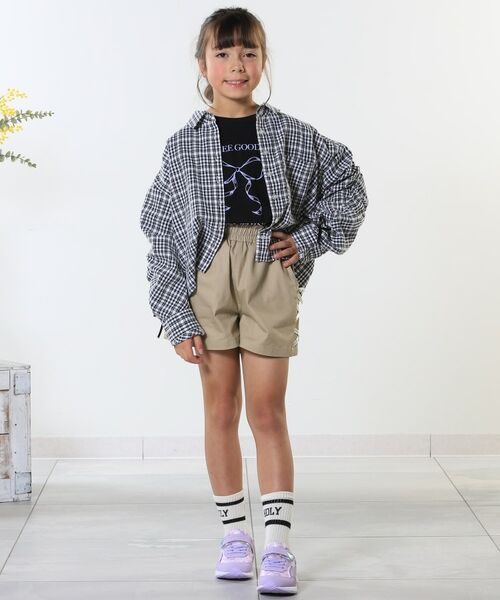 SHOO・LA・RUE / シューラルー シャツ・ブラウス | 【洗える/100-150cm】お袖リボンがアクセント クロップド丈 チェックシャツ | 詳細12