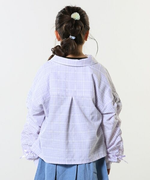 SHOO・LA・RUE / シューラルー シャツ・ブラウス | 【洗える/100-150cm】お袖リボンがアクセント クロップド丈 チェックシャツ | 詳細13
