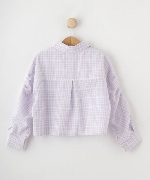SHOO・LA・RUE / シューラルー シャツ・ブラウス | 【洗える/100-150cm】お袖リボンがアクセント クロップド丈 チェックシャツ | 詳細2