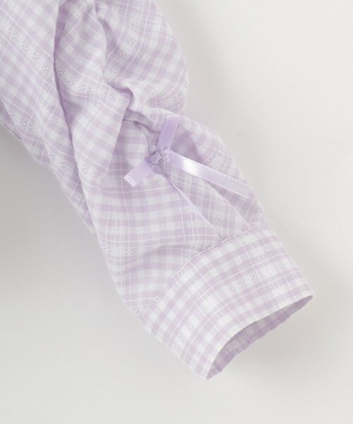 SHOO・LA・RUE / シューラルー シャツ・ブラウス | 【洗える/100-150cm】お袖リボンがアクセント クロップド丈 チェックシャツ | 詳細4