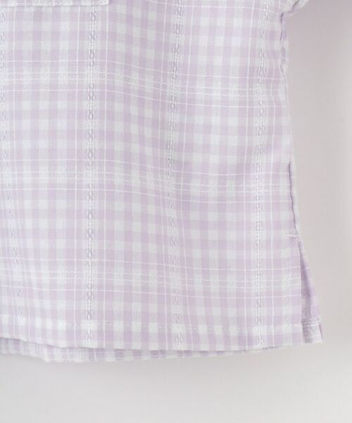 SHOO・LA・RUE / シューラルー シャツ・ブラウス | 【洗える/100-150cm】お袖リボンがアクセント クロップド丈 チェックシャツ | 詳細7