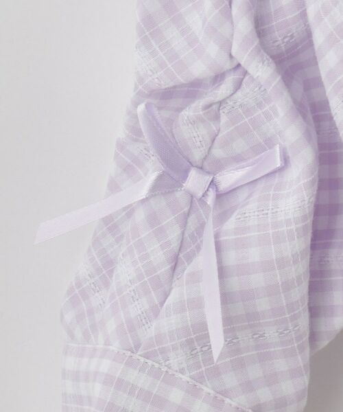 SHOO・LA・RUE / シューラルー シャツ・ブラウス | 【洗える/100-150cm】お袖リボンがアクセント クロップド丈 チェックシャツ | 詳細8