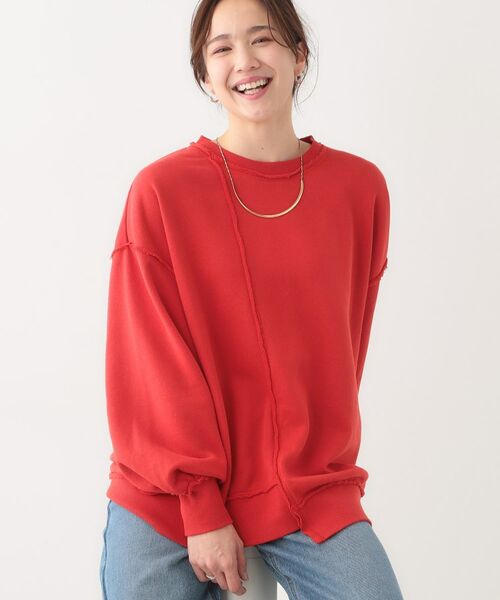SHOO・LA・RUE/シューラルー 【リメイク風】つぎはぎ切替デザインスウェット レッド(062) 00(FREE) SHOO・LA・RUE/シューラルー 【リメイク風】つぎはぎ切替デザインスウェット レッド(062) 00(FREE)