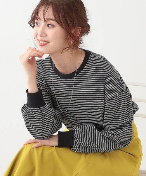 SHOO・LA・RUE/シューラルー ボーダーリブカットソー ブラック(319) 00(FREE) SHOO・LA・RUE/シューラルー ボーダーリブカットソー ブラック(319) 00(FREE)
