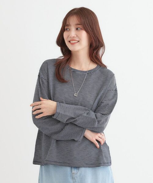 SHOO・LA・RUE / シューラルー カットソー | 【洗える/S-LL】大人カジュアルに スラブボーダーロンT | 詳細5
