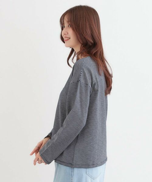 SHOO・LA・RUE / シューラルー カットソー | 【洗える/S-LL】大人カジュアルに スラブボーダーロンT | 詳細6