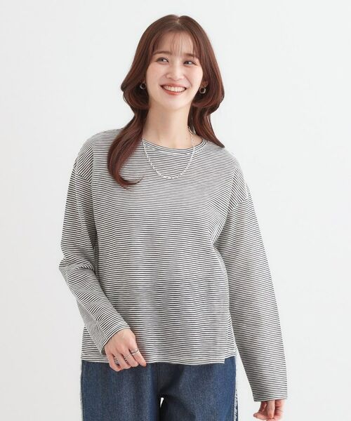 SHOO・LA・RUE / シューラルー カットソー | 【洗える/S-LL】大人カジュアルに スラブボーダーロンT | 詳細9