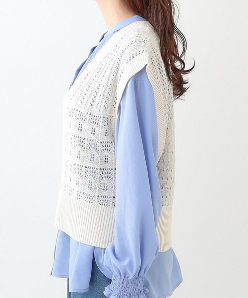 SHOO・LA・RUE / シューラルー ベスト | パッチワーク風 編み地切替えニットベスト | 詳細10