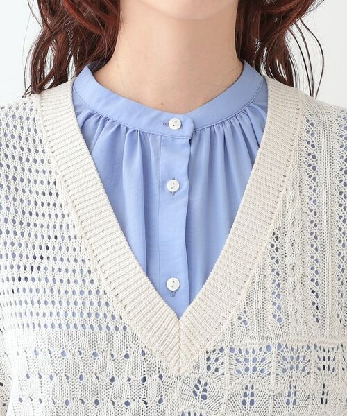 SHOO・LA・RUE / シューラルー ベスト | パッチワーク風 編み地切替えニットベスト | 詳細12