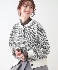 SHOO・LA・RUE / シューラルー カーディガン・ボレロ | 【洗える/S-LL/前後2WAY】幾何学柄ジャカードカーディガン