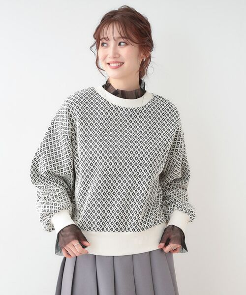 SHOO・LA・RUE / シューラルー カーディガン・ボレロ | 【洗える/S-LL/前後2WAY】幾何学柄ジャカードカーディガン | 詳細10