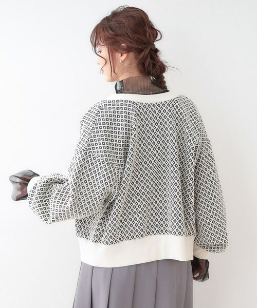 SHOO・LA・RUE / シューラルー カーディガン・ボレロ | 【洗える/S-LL/前後2WAY】幾何学柄ジャカードカーディガン | 詳細9