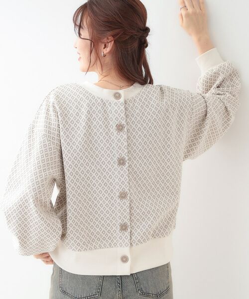 SHOO・LA・RUE/シューラルー 【前後2WAY】幾何学柄ジャカードカーディガン グレー(412) 01(S) SHOO・LA・RUE/シューラルー 【前後2WAY】幾何学柄ジャカードカーディガン グレー(412) 01(S)