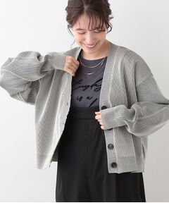 【着丈が選べる】スポンディッシュ配色畦カーディガン