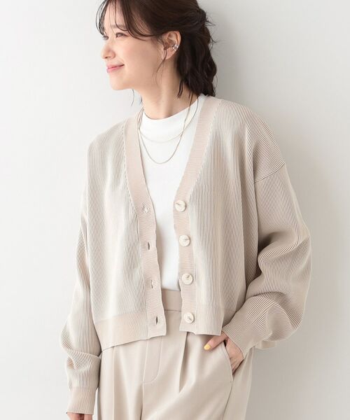 SHOO・LA・RUE/シューラルー 【着丈が選べる】スポンディッシュ配色畦カーディガン ベージュ(552) 03(L) SHOO・LA・RUE/シューラルー 【着丈が選べる】スポンディッシュ配色畦カーディガン ベージュ(552) 03(L)