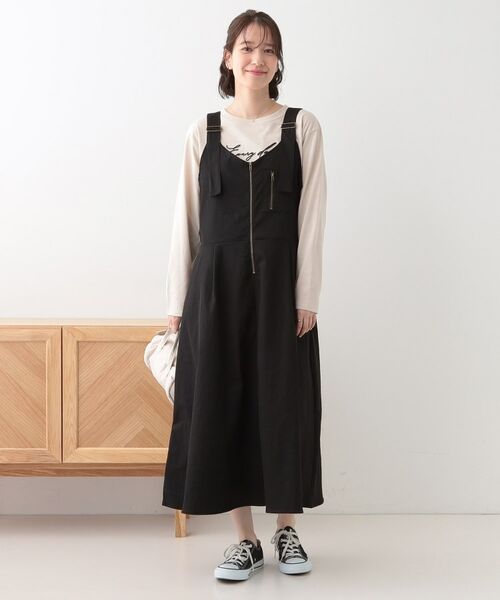SHOO・LA・RUE / シューラルー ロング・マキシ丈ワンピース | 【S-LL】ロングシーズン着られる フロントZIPジャンスカ | 詳細1