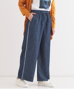 SHOO・LA・RUE / シューラルー デニムパンツ | 【S-LL】フリンジイージーデニムパンツ