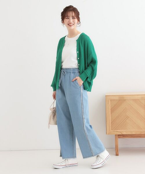 SHOO・LA・RUE / シューラルー デニムパンツ | 【S-LL】フリンジイージーデニムパンツ | 詳細3