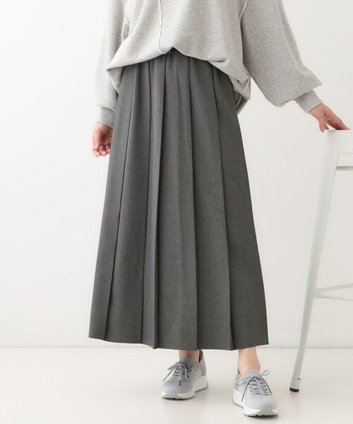 SHOO・LA・RUE/シューラルー 大人カジュアルに着られる ワイドプリーツスカート チャコールグレー(014) 02(M) SHOO・LA・RUE/シューラルー 大人カジュアルに着られる ワイドプリーツスカート チャコールグレー(014) 02(M)