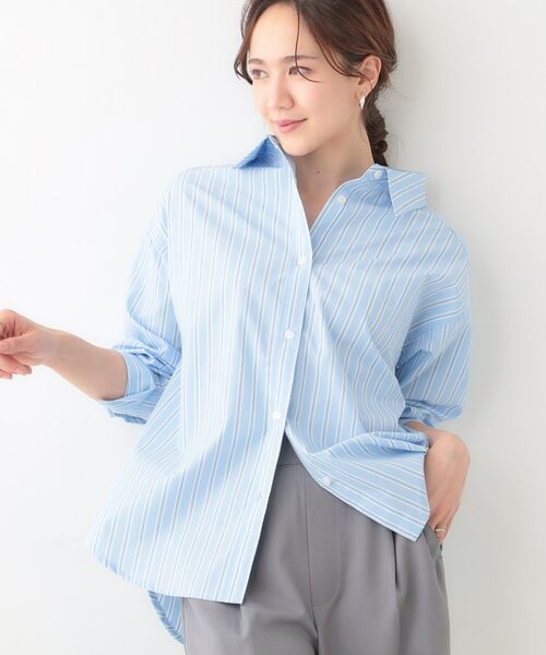 SHOO・LA・RUE/シューラルー 【洗える/S-LL】い ろ い ろ ストライプシャツ ブルー(391) 02(M) SHOO・LA・RUE/シューラルー 【洗える/S-LL】い ろ い ろ ストライプシャツ ブルー(391) 02(M)