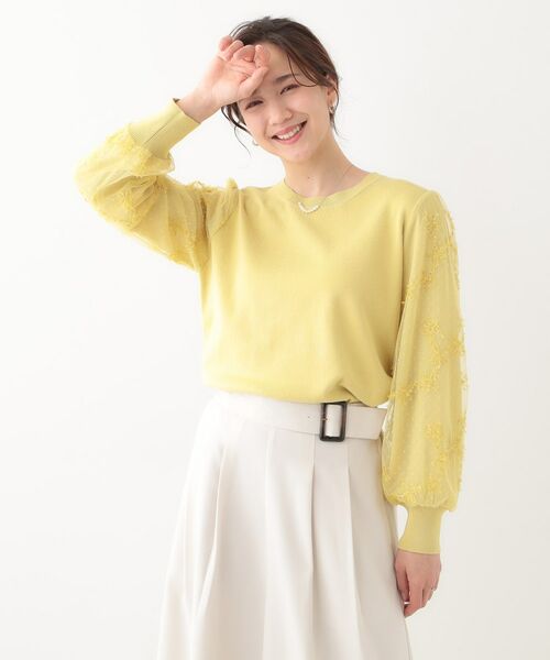 SHOO・LA・RUE / シューラルー ニット・セーター | 【S-LL】1枚で華やかになる お袖レースドッキングニット | 詳細13