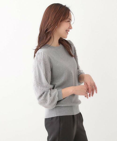 SHOO・LA・RUE / シューラルー ニット・セーター | 【S-LL】1枚で華やかになる お袖レースドッキングニット | 詳細2