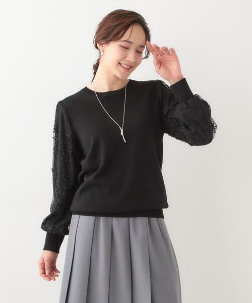 SHOO・LA・RUE / シューラルー ニット・セーター | 【S-LL】1枚で華やかになる お袖レースドッキングニット | 詳細5