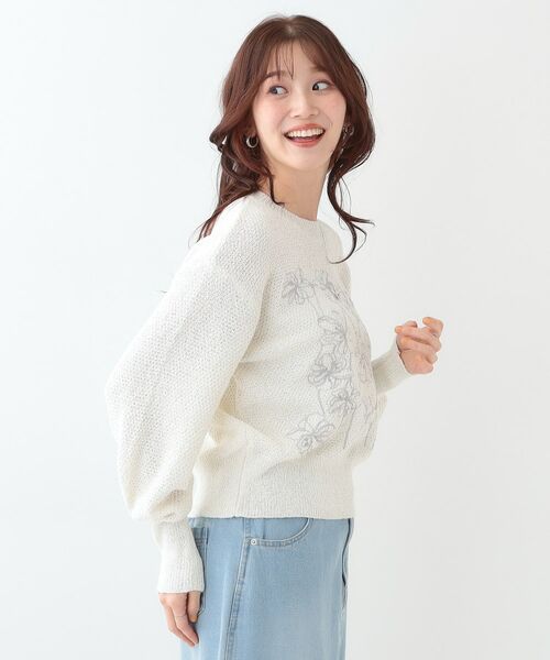 SHOO・LA・RUE / シューラルー ニット・セーター | 【S-LL】花柄刺繍ブークレニット | 詳細2