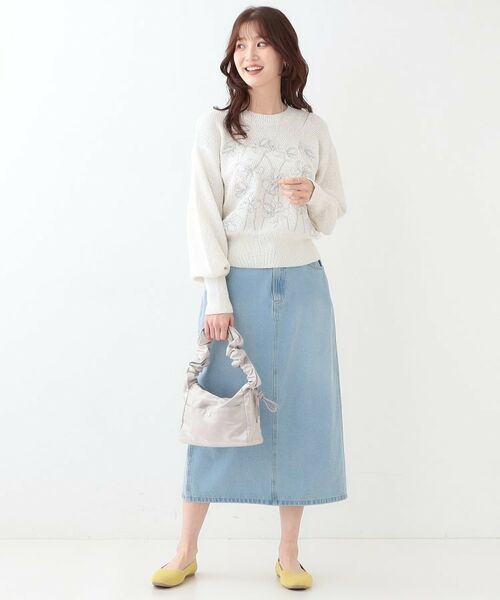 SHOO・LA・RUE / シューラルー ニット・セーター | 【S-LL】花柄刺繍ブークレニット | 詳細3