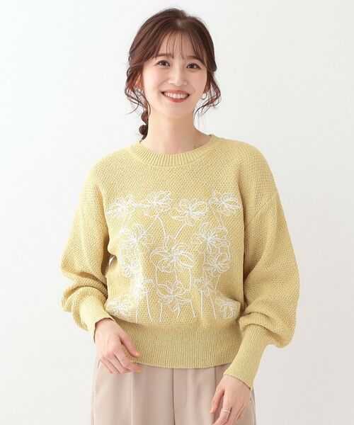 SHOO・LA・RUE / シューラルー ニット・セーター | 【S-LL】花柄刺繍ブークレニット | 詳細5