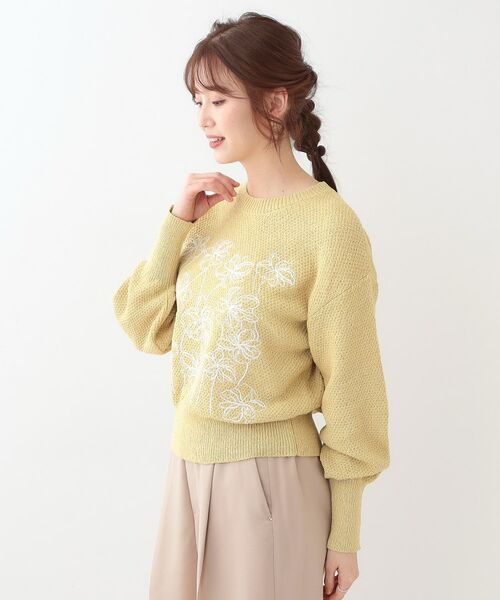SHOO・LA・RUE / シューラルー ニット・セーター | 【S-LL】花柄刺繍ブークレニット | 詳細6