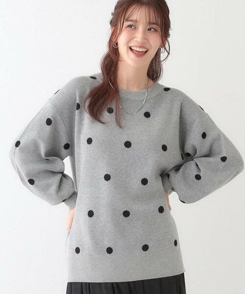 SHOO・LA・RUE/シューラルー 【S-LL】ドット柄が目を惹く ゆったりニット グレー(112) 01(S) SHOO・LA・RUE/シューラルー 【S-LL】ドット柄が目を惹く ゆったりニット グレー(112) 01(S)
