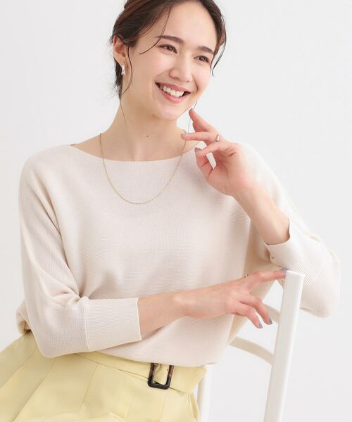 SHOO・LA・RUE/シューラルー 【S-LL】7分袖ガーター編みドルマンニット アイボリー(004) 01(S) SHOO・LA・RUE/シューラルー 【S-LL】7分袖ガーター編みドルマンニット アイボリー(004) 01(S)