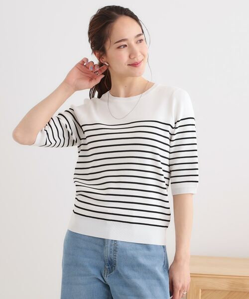 SHOO・LA・RUE / シューラルー ニット・セーター | 【高レビュー/洗える/S-LL】季節の変わり目から活躍 多機能 5分袖ニット | 詳細9