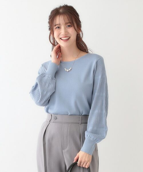 SHOO・LA・RUE / シューラルー ニット・セーター | 【S-LL】大人の上品コーデに お袖編み地切替 デザインニット | 詳細1