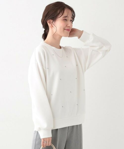 SHOO・LA・RUE / シューラルー カットソー | 【S-LL】もちさら ビジュー付きトップス | 詳細2