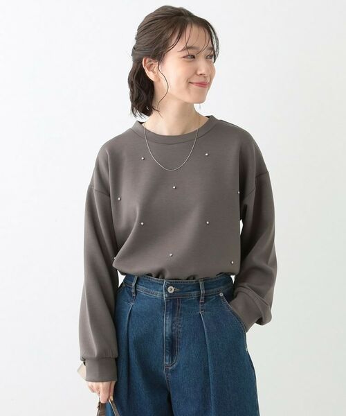 SHOO・LA・RUE / シューラルー カットソー | 【S-LL】もちさら ビジュー付きトップス | 詳細9