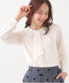 SHOO・LA・RUE / シューラルー カットソー | 【洗える/S-LL/洗濯後しわになりにくい】ブラウス見えボウタイ風トップス