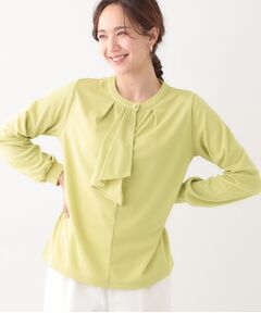 SHOO・LA・RUE / シューラルー カットソー | 【洗える/S-LL/洗濯後しわになりにくい】ブラウス見えボウタイ風トップス