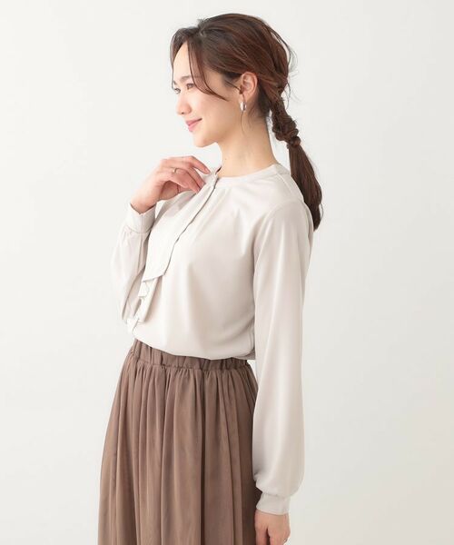 SHOO・LA・RUE / シューラルー カットソー | 【洗える/S-LL/洗濯後しわになりにくい】ブラウス見えボウタイ風トップス | 詳細10