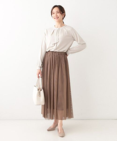 SHOO・LA・RUE / シューラルー カットソー | 【洗える/S-LL/洗濯後しわになりにくい】ブラウス見えボウタイ風トップス | 詳細11