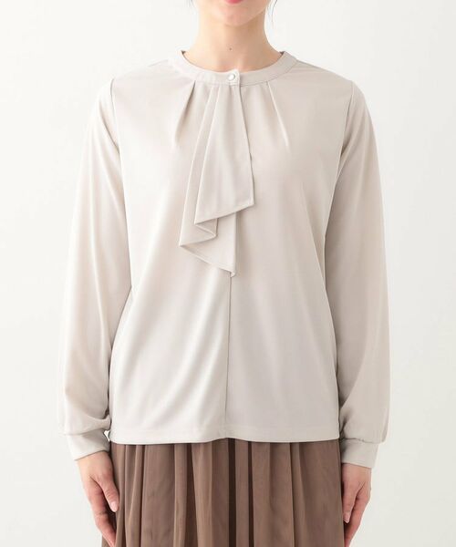 SHOO・LA・RUE / シューラルー カットソー | 【洗える/S-LL/洗濯後しわになりにくい】ブラウス見えボウタイ風トップス | 詳細13