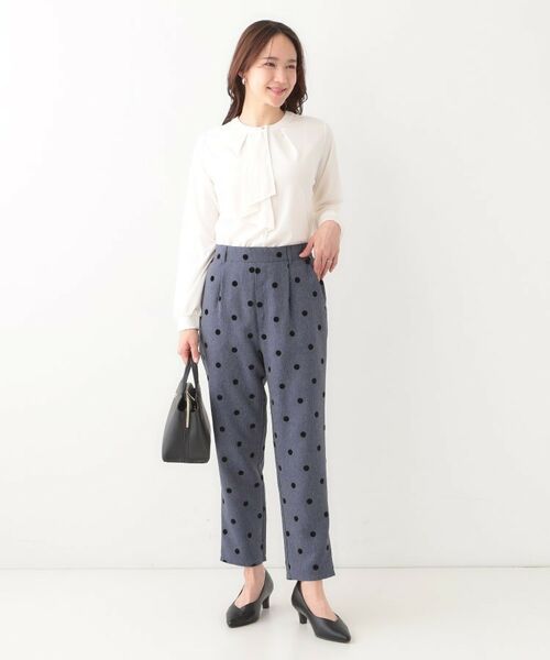 SHOO・LA・RUE / シューラルー カットソー | 【洗える/S-LL/洗濯後しわになりにくい】ブラウス見えボウタイ風トップス | 詳細3